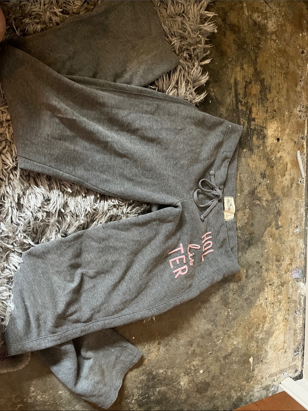 Hollister Gray Sweat Track Pants with Pink Logo